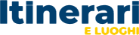 Logo con scritta 'Itinerari e Luoghi', colori blu e giallo, evoca viaggi e scoperte.